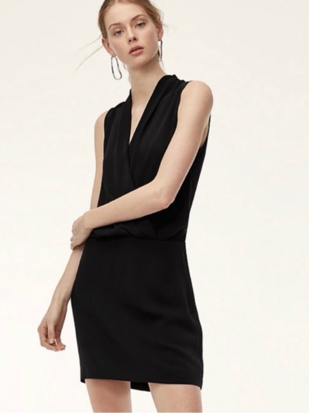 Babaton Black Sleeveless Phoenix Wrap-Front Mini Dress